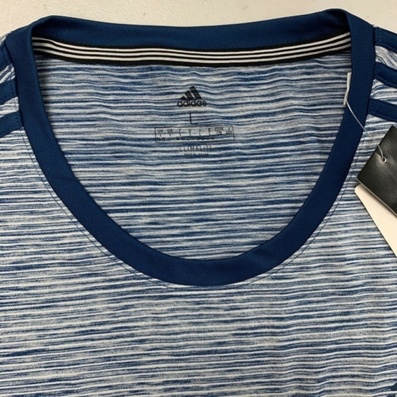 Clearance ADIDAS women's Climalite blue Striped Shirt - Picture 6 of 7
